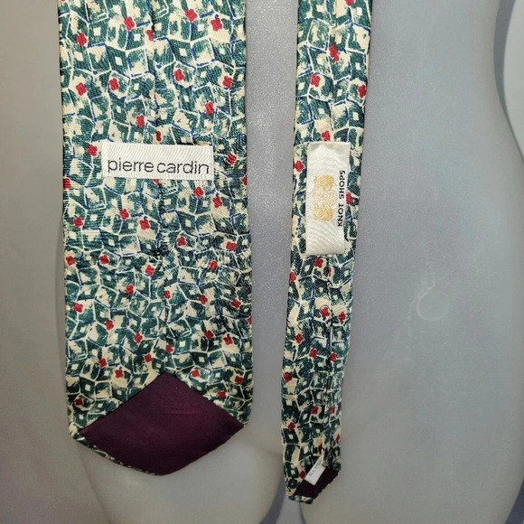 Vintage Pierre  Cardin Knot Shop 100% Silk Green Yellow Red White - Picture 3 of 7